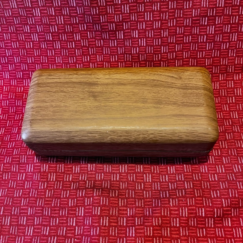 Wooden Rectangular Eyeglass Case Box Natural Wood… - image 1